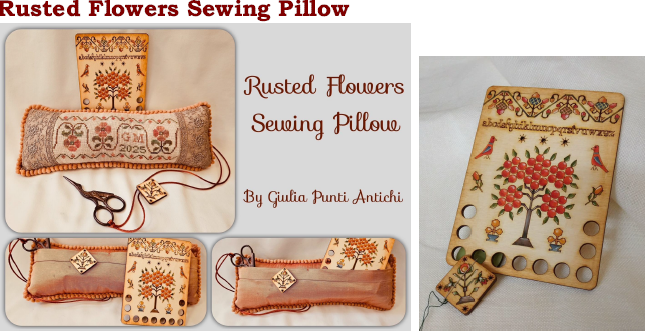 Rusted Flowers Sewing Pillow needle minder